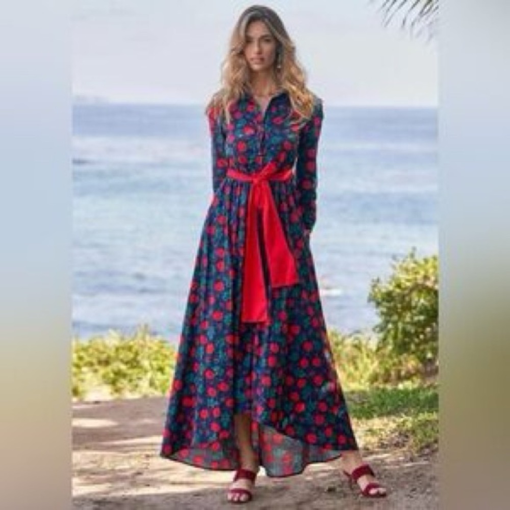 Trish Scully Constance Maxi Dress Navy Rose Floral Dress